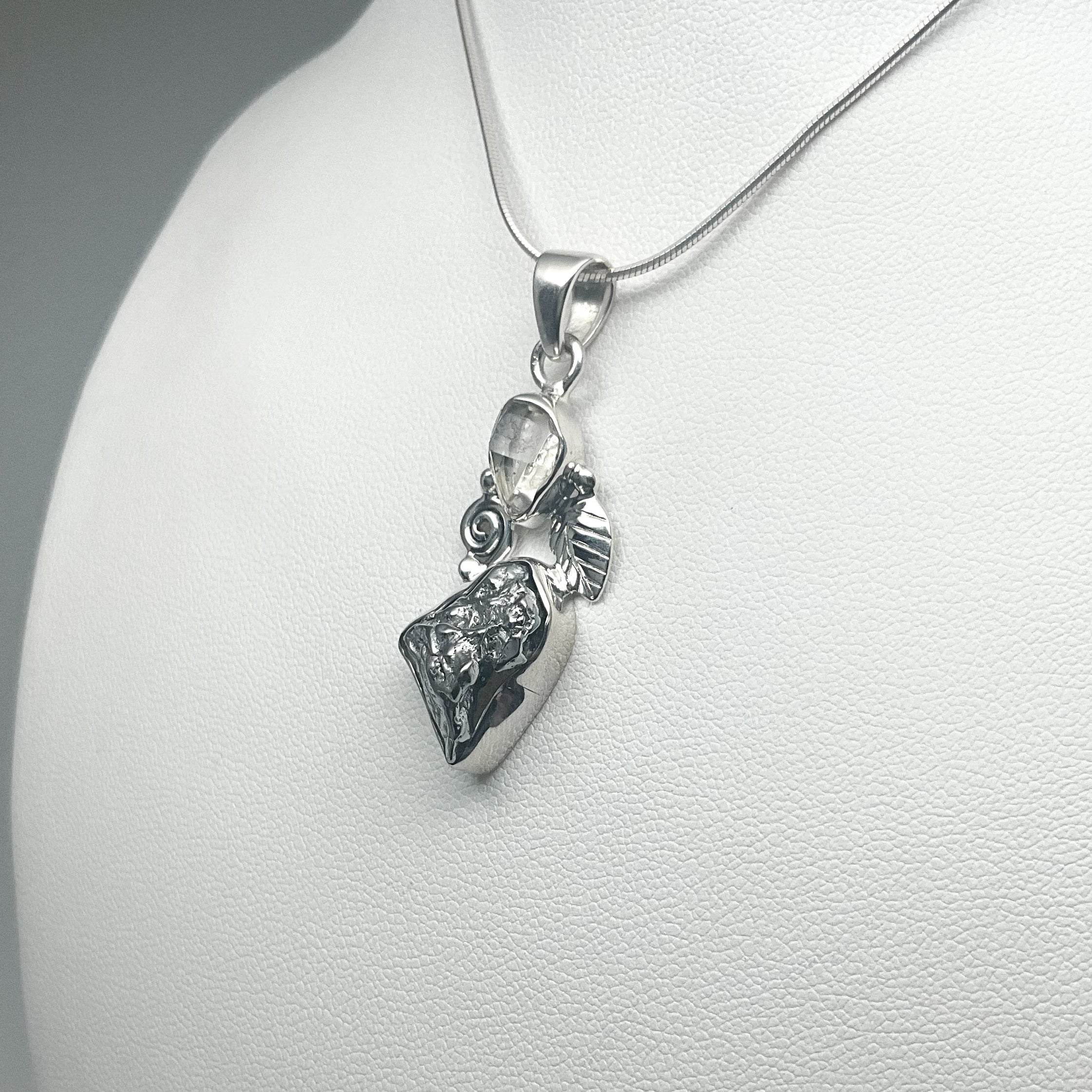 Campo Del Cielo Meteorite and Herkimer Diamond Pendant - Rocks and Gems Canada