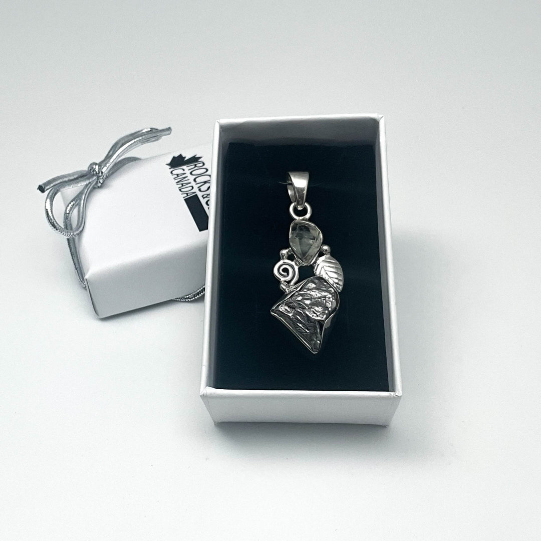 Campo Del Cielo Meteorite and Herkimer Diamond Pendant - Rocks and Gems Canada