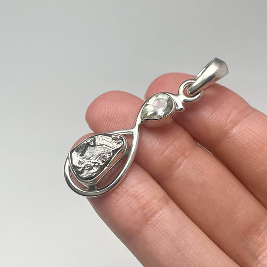 Campo Del Cielo Meteorite and Green Amethyst Pendant - Rocks and Gems Canada