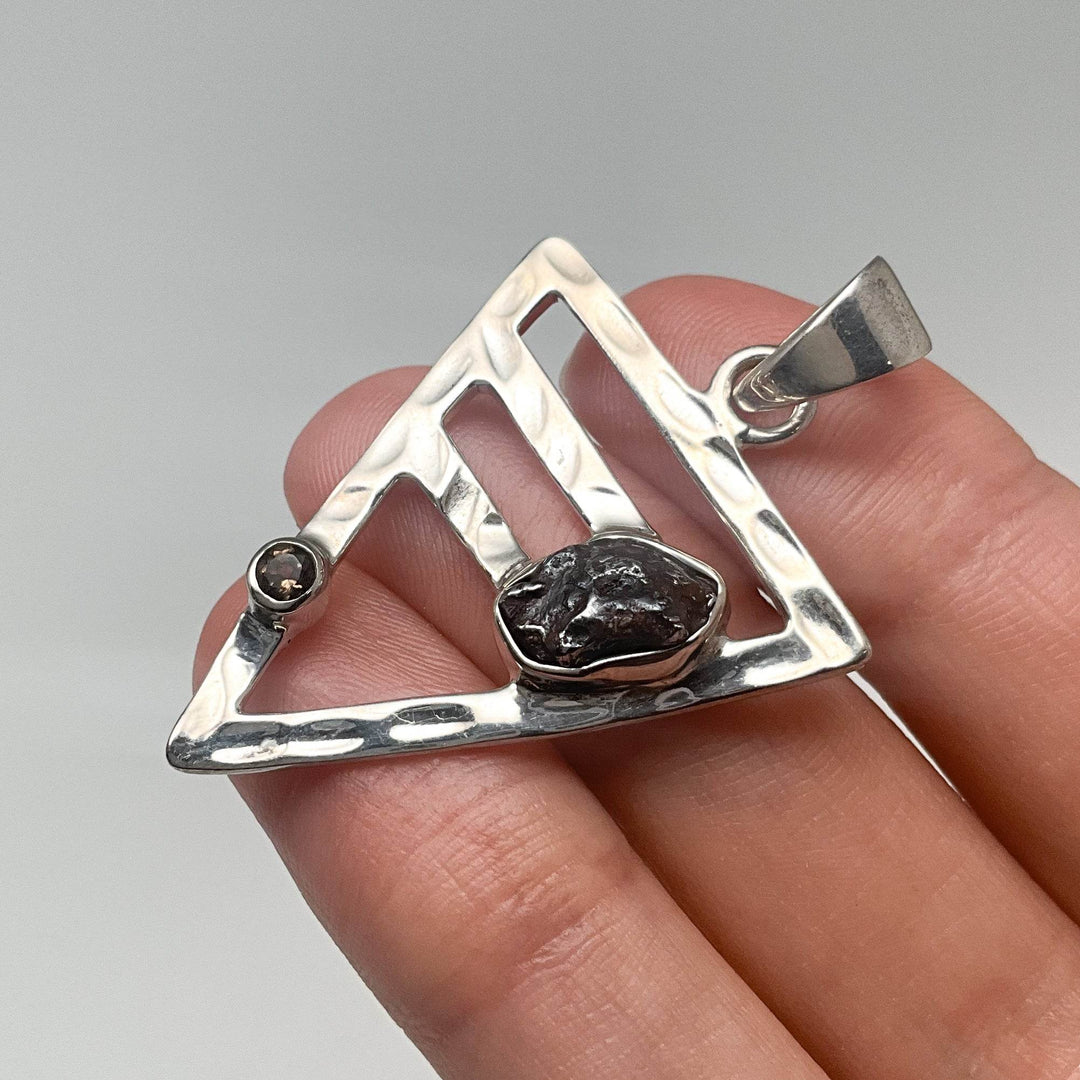 Campo Del Cielo Meteorite and Smoky Quartz Pendant - Rocks and Gems Canada