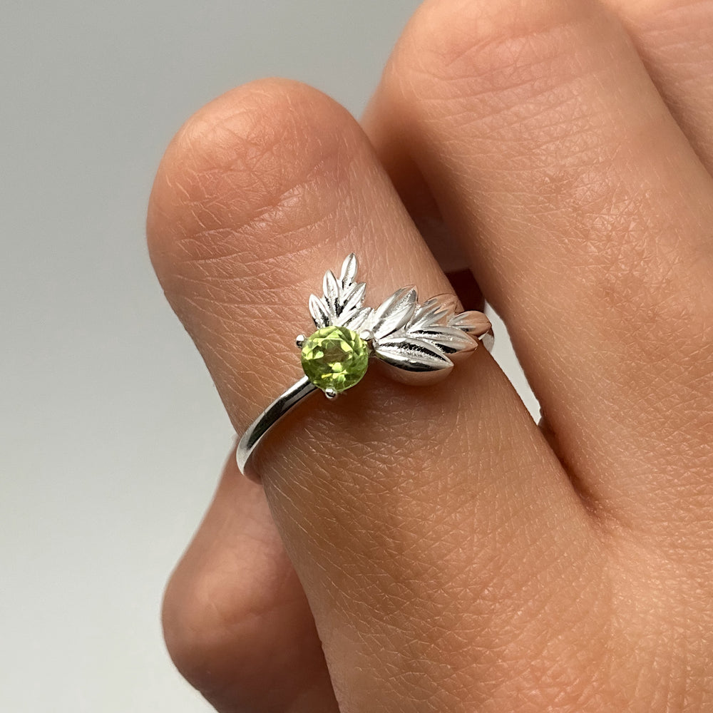 Peridot Maple Leaf Ring