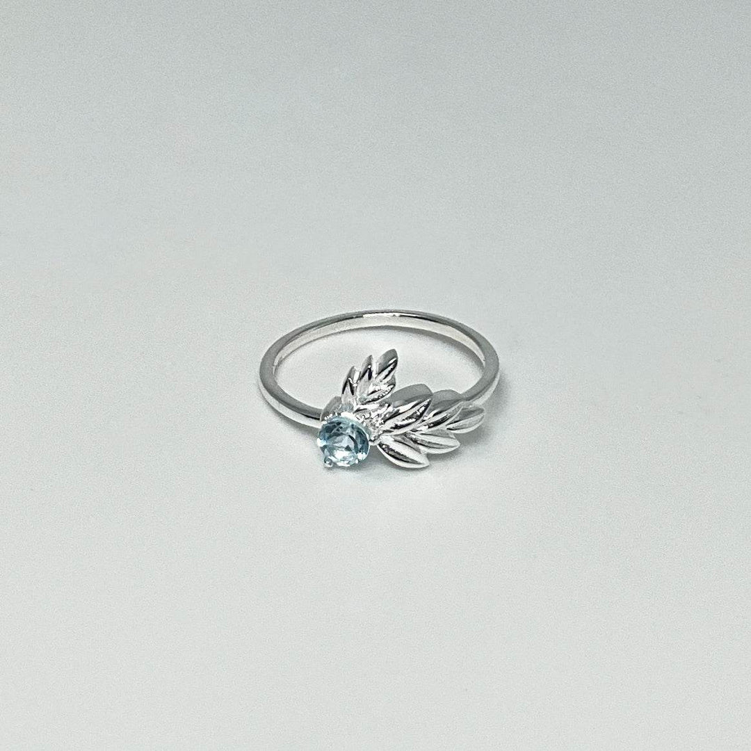 Blue Topaz Maple Leaf Ring - Rocks and Gems Canada