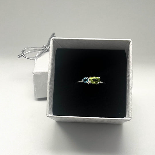 Peridot and Blue Topaz Ring - Rocks and Gems Canada