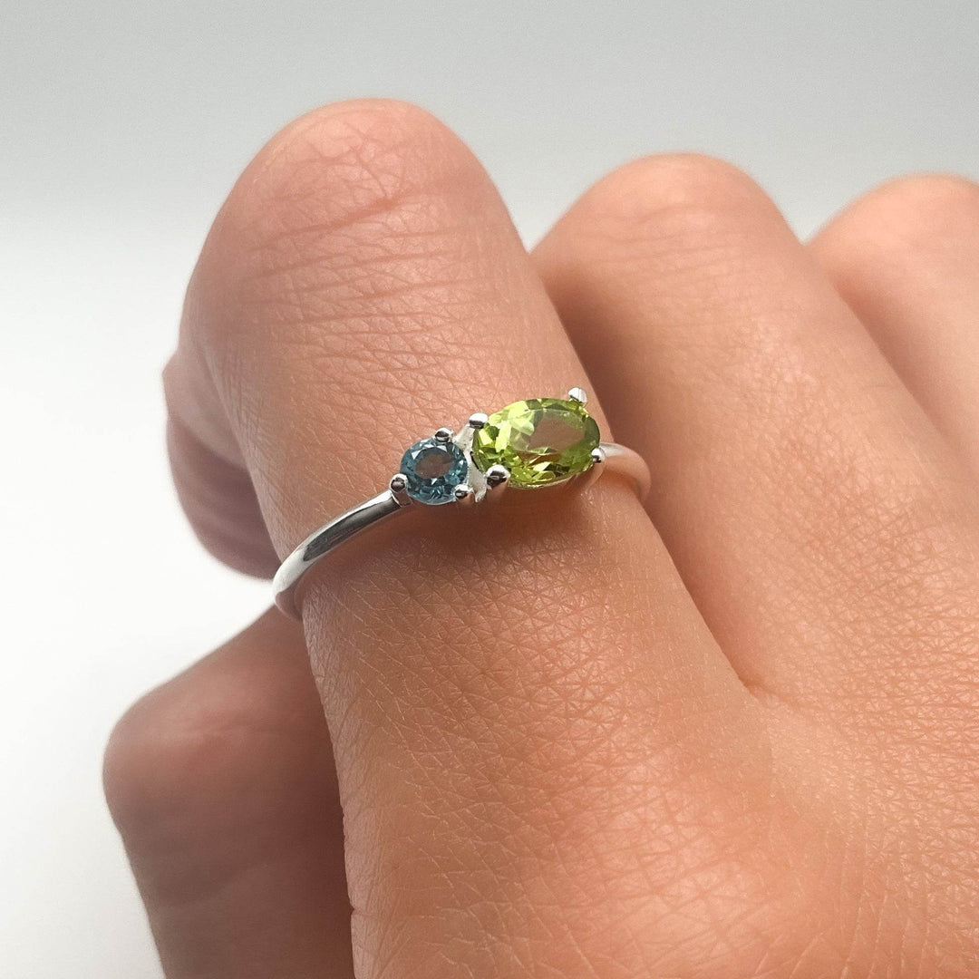 Peridot and Blue Topaz Ring - Rocks and Gems Canada