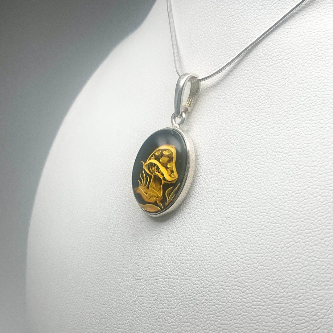Amber Cameo Mushroom Pendant - Rocks and Gems Canada