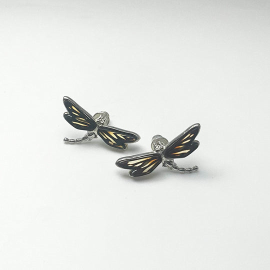 Amber Cameo Dragonfly Stud Earrings - Rocks and Gems Canada