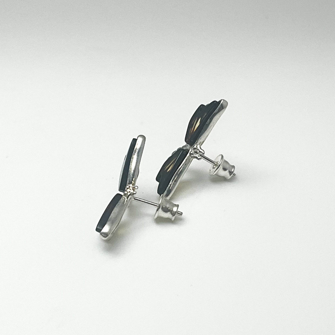 Amber Cameo Dragonfly Stud Earrings - Rocks and Gems Canada