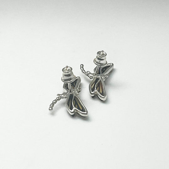 Amber Cameo Dragonfly Stud Earrings - Rocks and Gems Canada