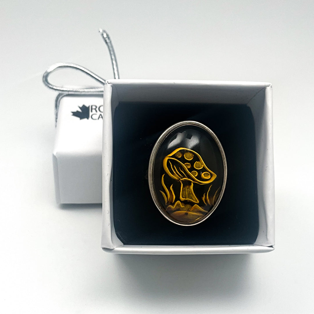 Amber Cameo Mushroom Ring