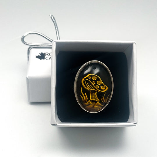 Amber Cameo Mushroom Ring