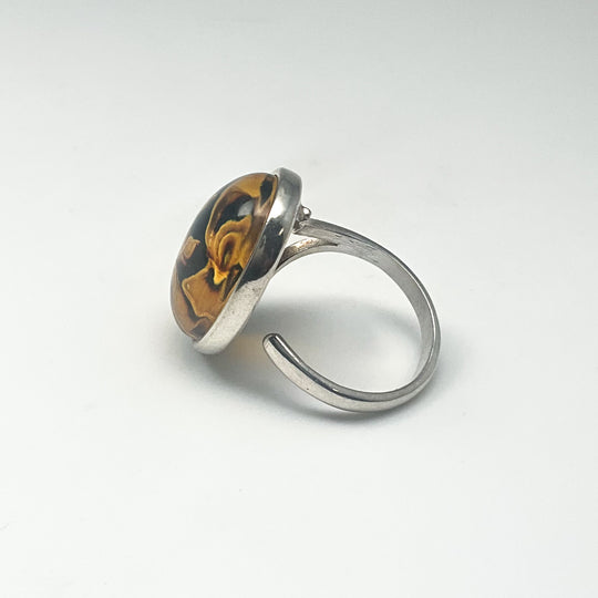 Amber Cameo Mushroom Ring