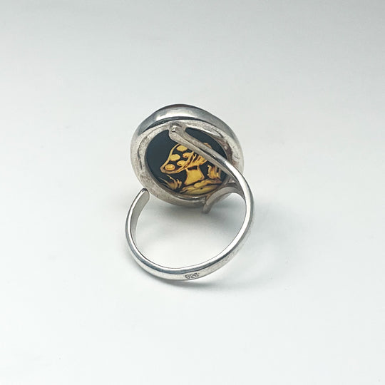 Amber Cameo Mushroom Ring