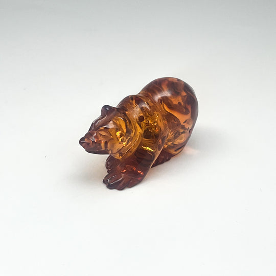 Cognac Amber Bear Carving
