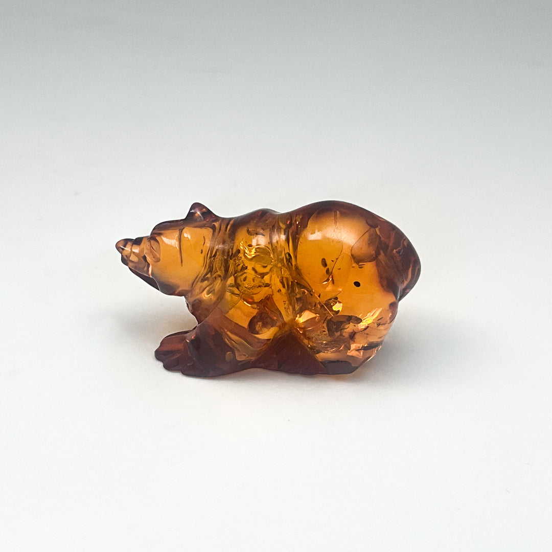 Cognac Amber Bear Carving