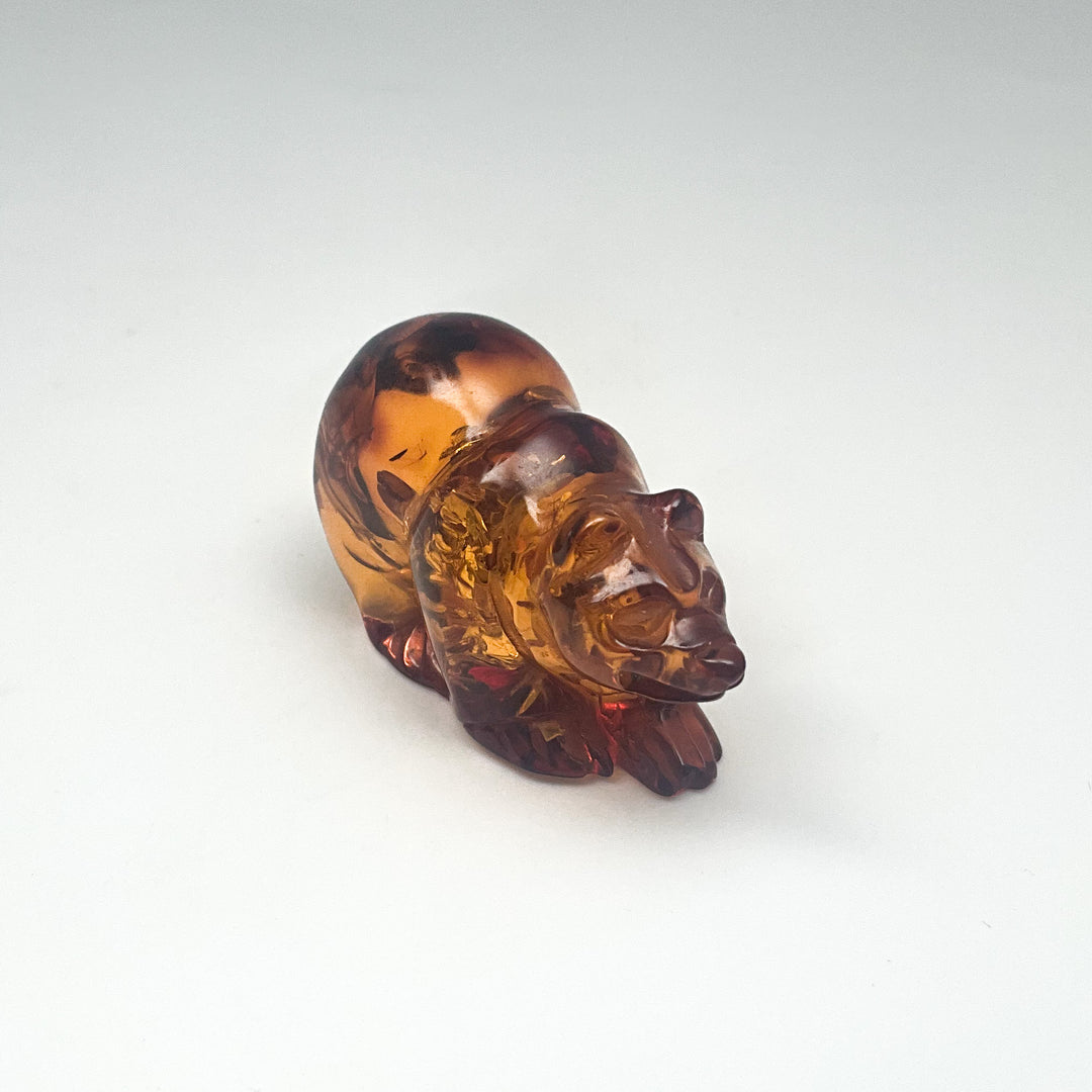 Cognac Amber Bear Carving
