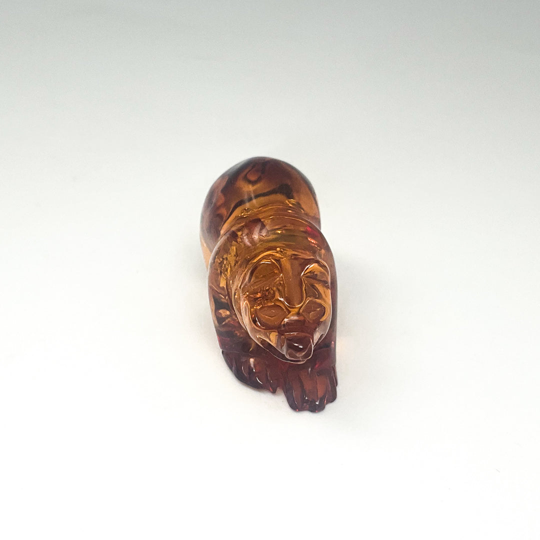 Cognac Amber Bear Carving