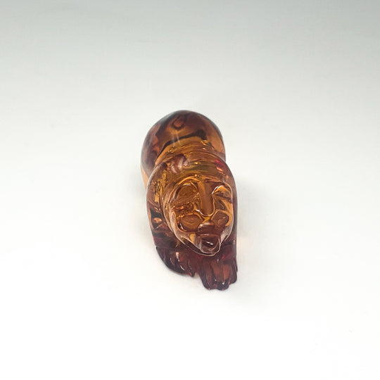 Cognac Amber Bear Carving