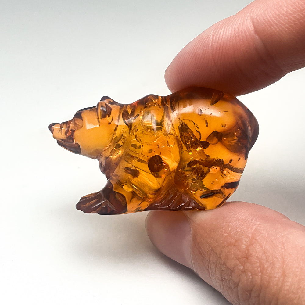 Cognac Amber Bear Carving