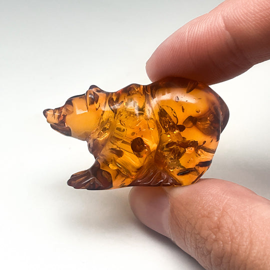 Cognac Amber Bear Carving