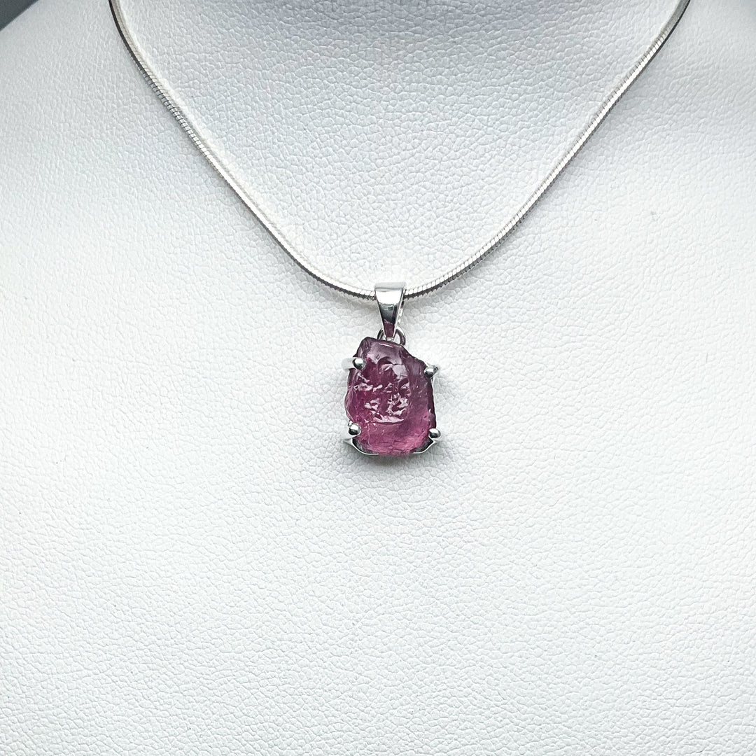 Raw Pink Tourmaline Pendant - Rocks and Gems Canada