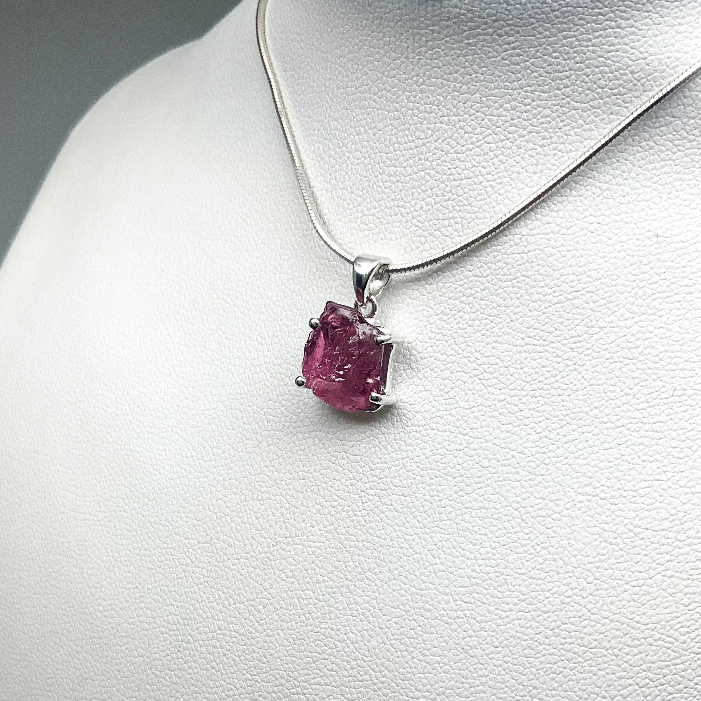 Raw Pink Tourmaline Pendant - Rocks and Gems Canada