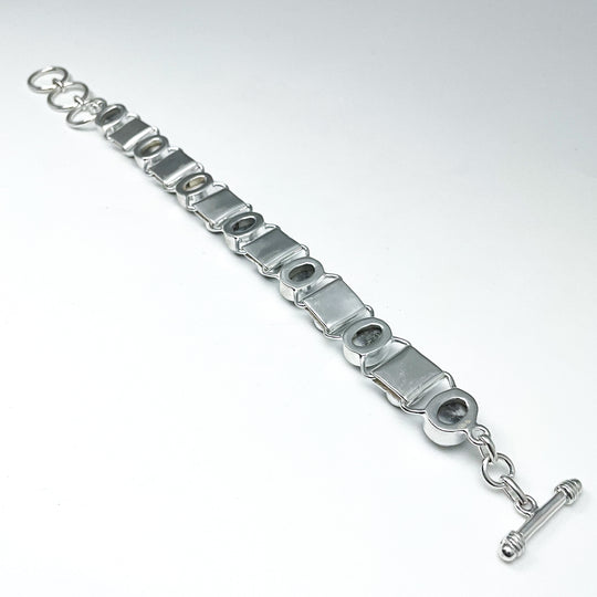Dendritic Opal and Black Onyx Sterling Silver Bracelet