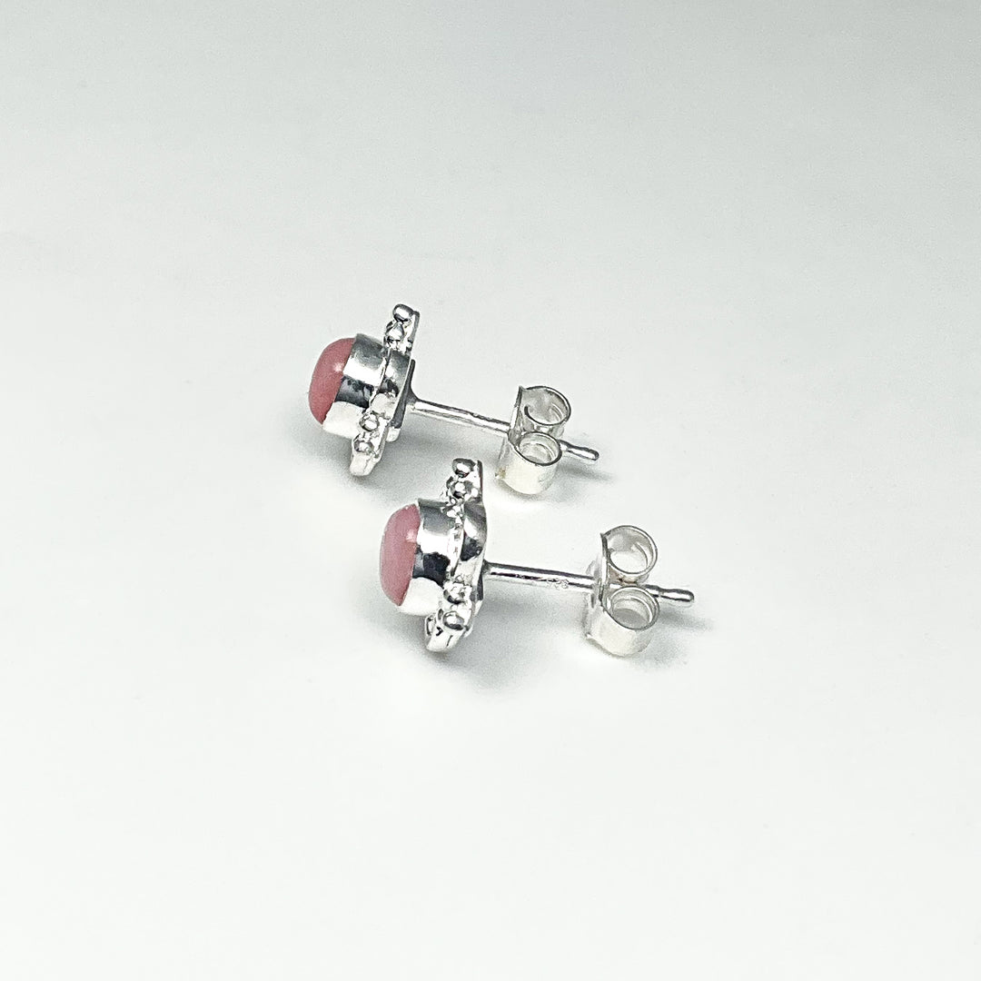 Pink Peruvian Opal Stud Earrings