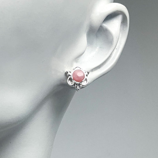 Pink Peruvian Opal Stud Earrings