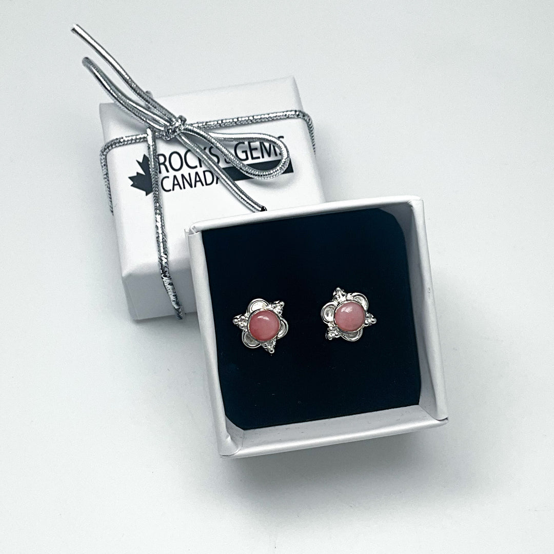 Pink Peruvian Opal Stud Earrings