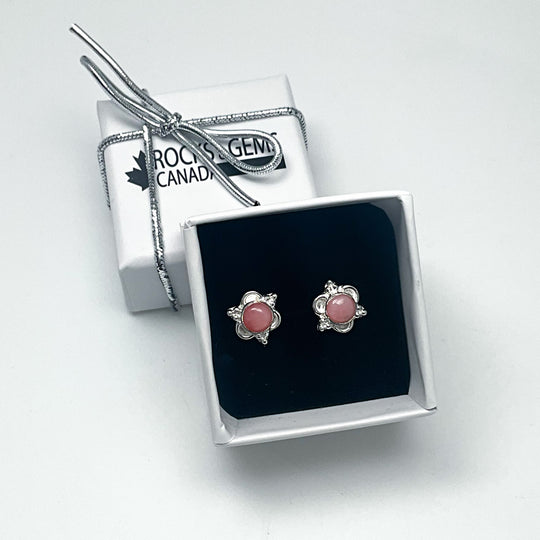 Pink Peruvian Opal Stud Earrings