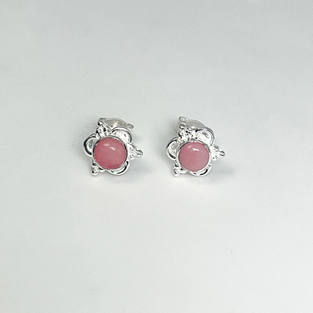 Pink Peruvian Opal Stud Earrings