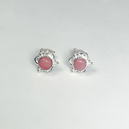 Pink Peruvian Opal Stud Earrings