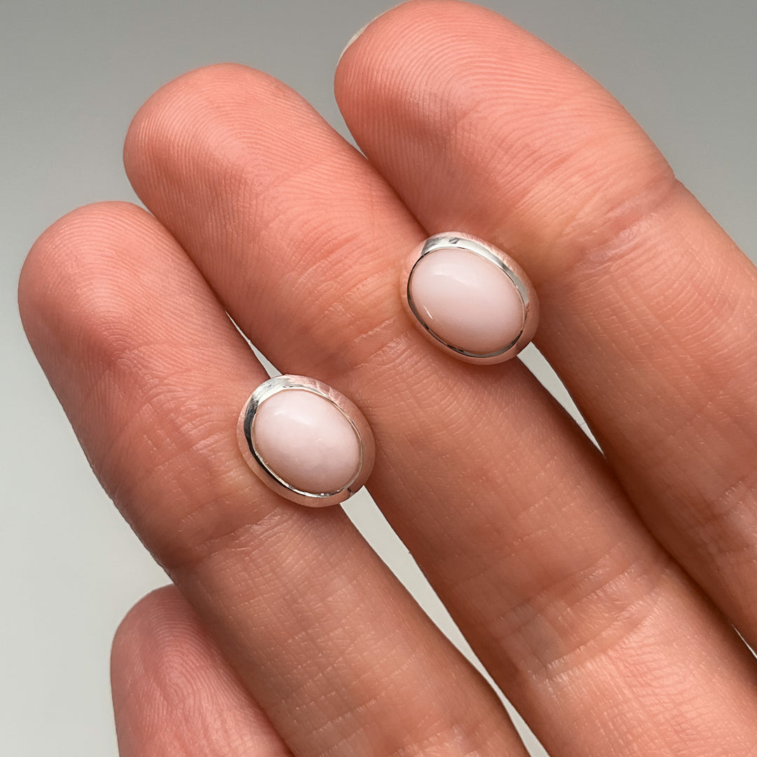 Pink Peruvian Opal Stud Earrings
