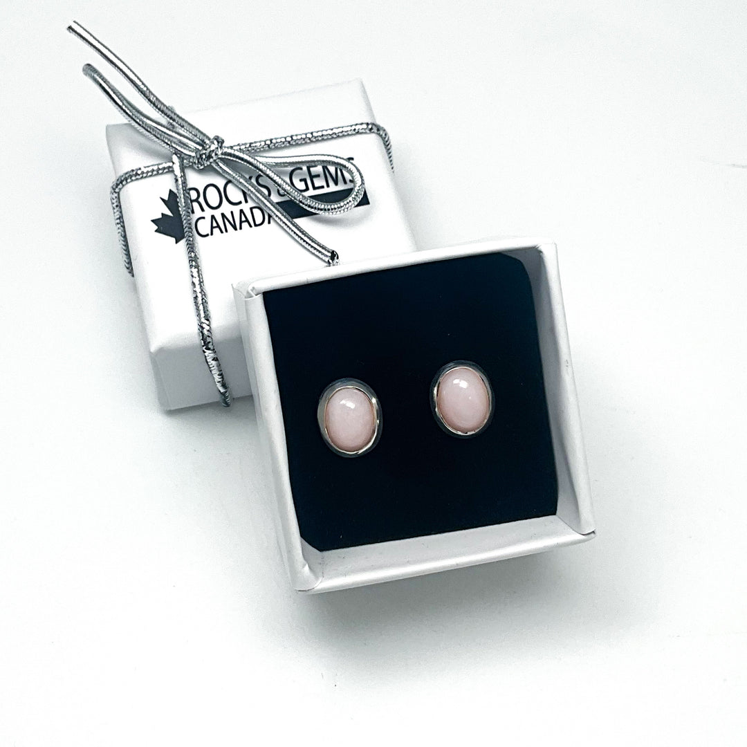 Pink Peruvian Opal Stud Earrings