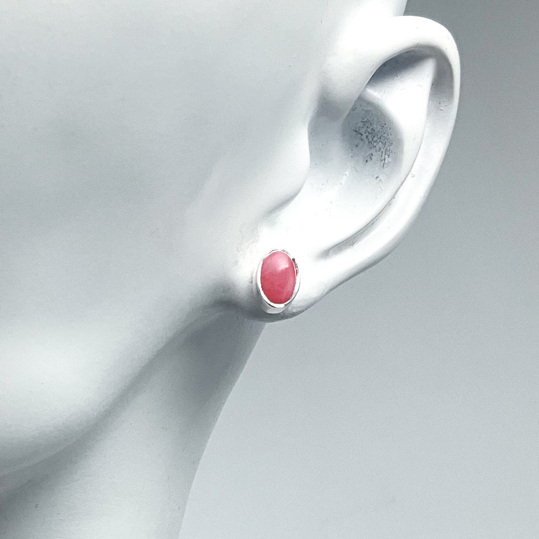 Pink Peruvian Opal Stud Earrings