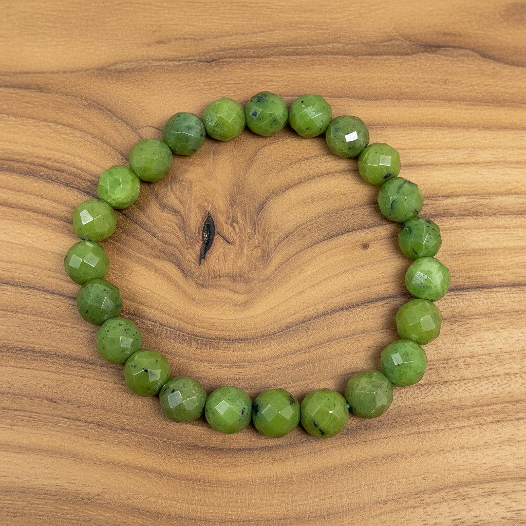 Canadian Jade Faceted Beaded Bracelet - Rocks and Gems Canada