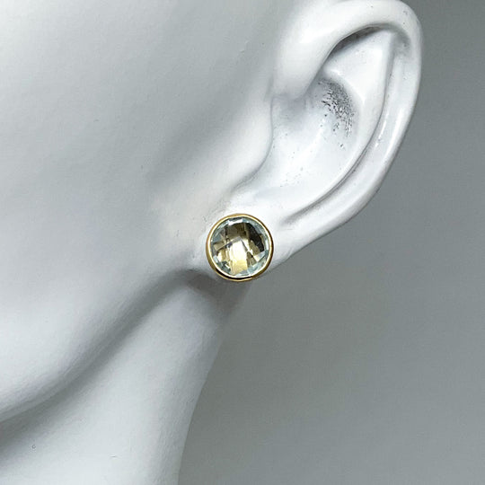 Gold Plated Blue Topaz Stud Earrings