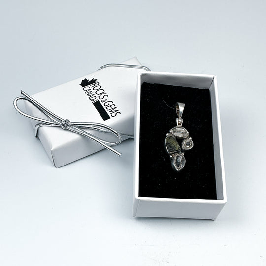 Moldavite and Herkimer Diamond Pendant