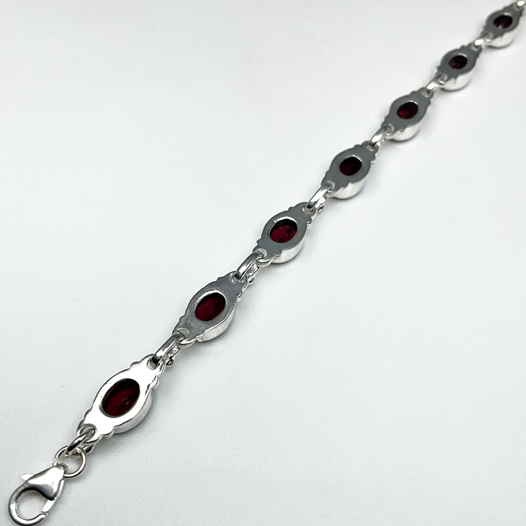 Garnet Sterling Silver Bracelet