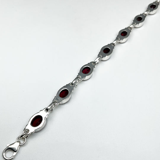 Garnet Sterling Silver Bracelet
