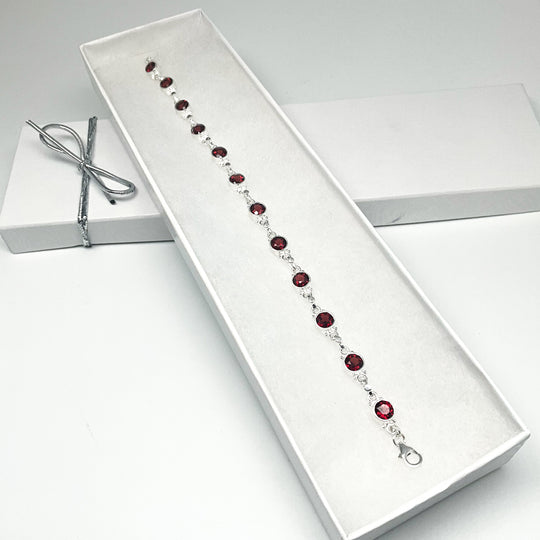Garnet Sterling Silver Bracelet