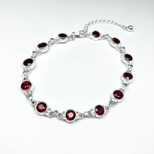 Garnet Sterling Silver Bracelet