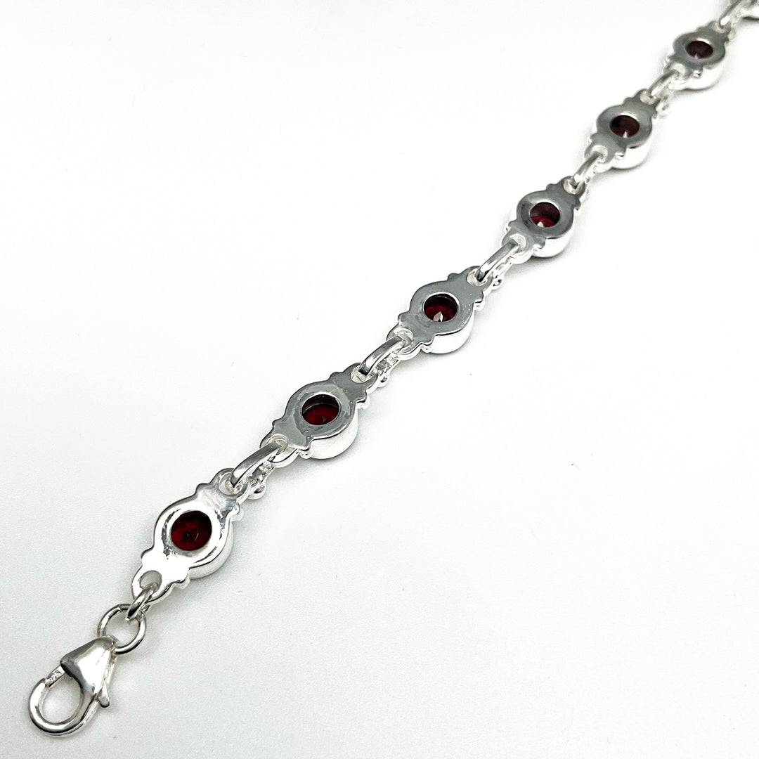 Garnet Sterling Silver Bracelet
