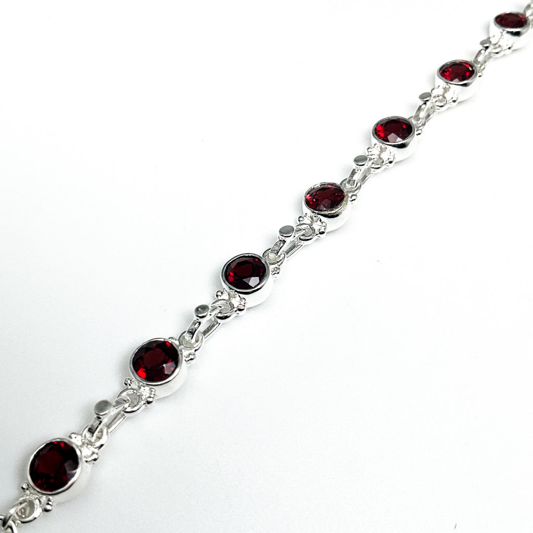 Garnet Sterling Silver Bracelet