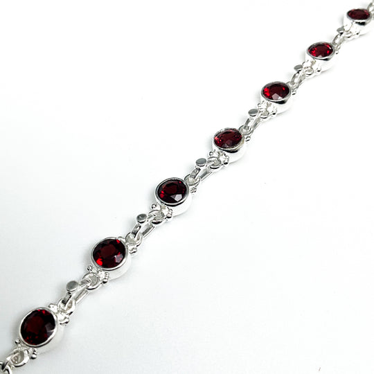 Garnet Sterling Silver Bracelet