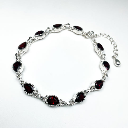 Garnet Sterling Silver Bracelet