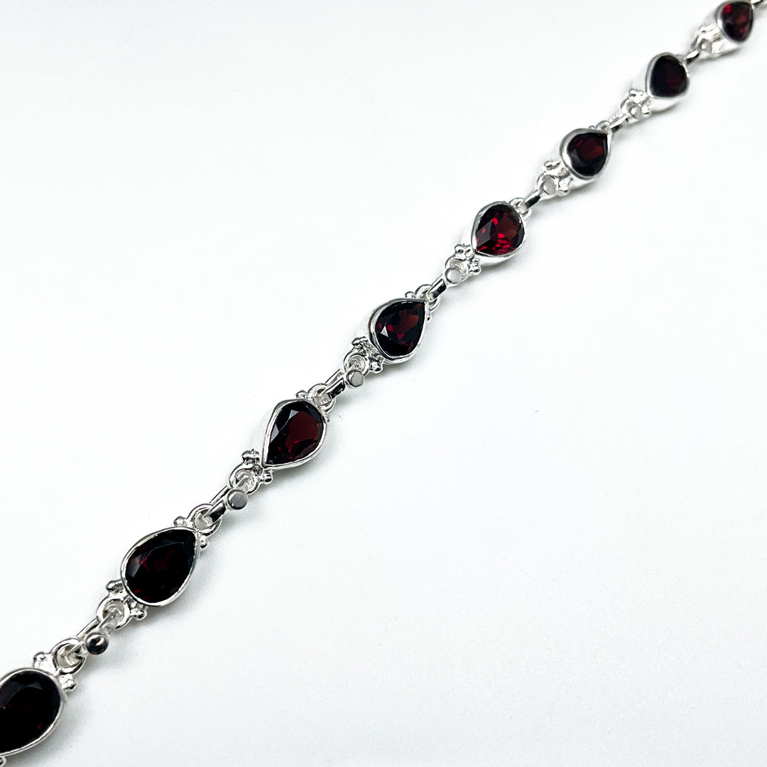 Garnet Sterling Silver Bracelet