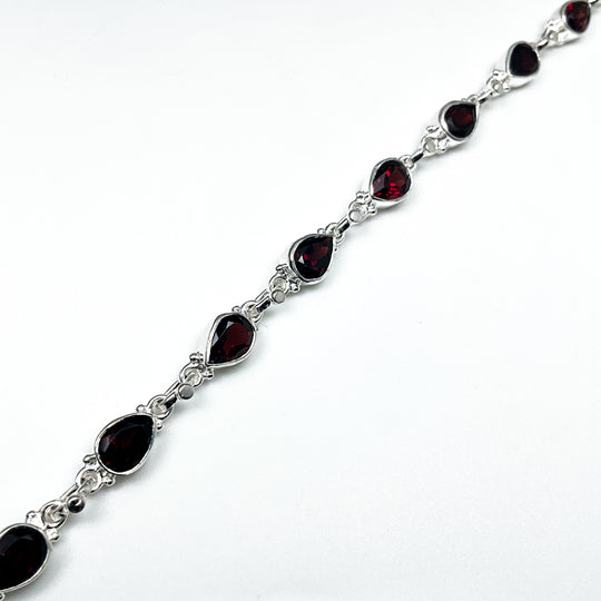 Garnet Sterling Silver Bracelet