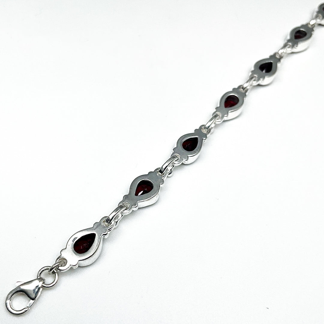 Garnet Sterling Silver Bracelet