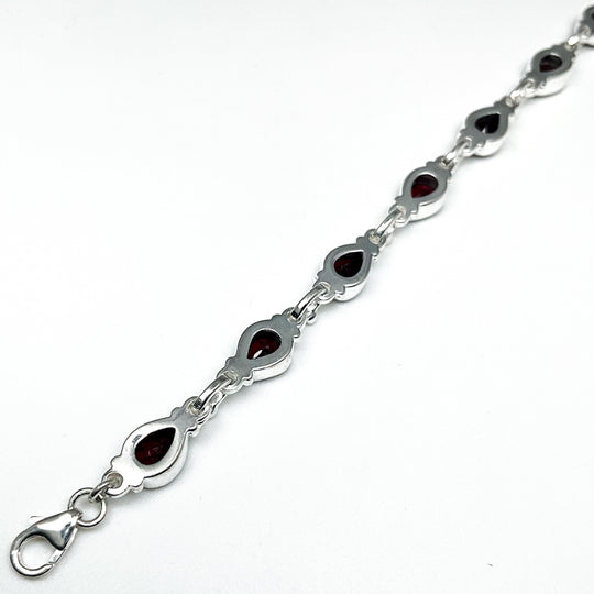 Garnet Sterling Silver Bracelet